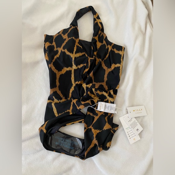 Milly Giraffe Print Miranda One Piece Cutout Swimsuit, Size P (0-2) - Picture 3 of 5